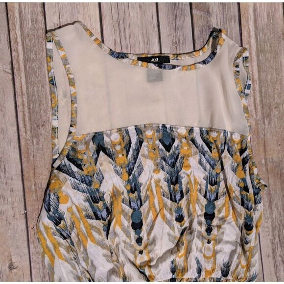 H&M Womens Dress Small Yellow Blue White Spring - Picture 9 of 9